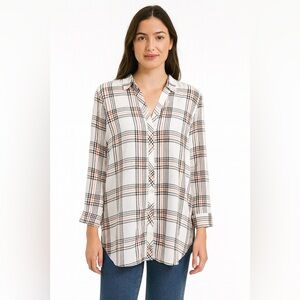 J. Jill plaid button up collared blouse top size XL